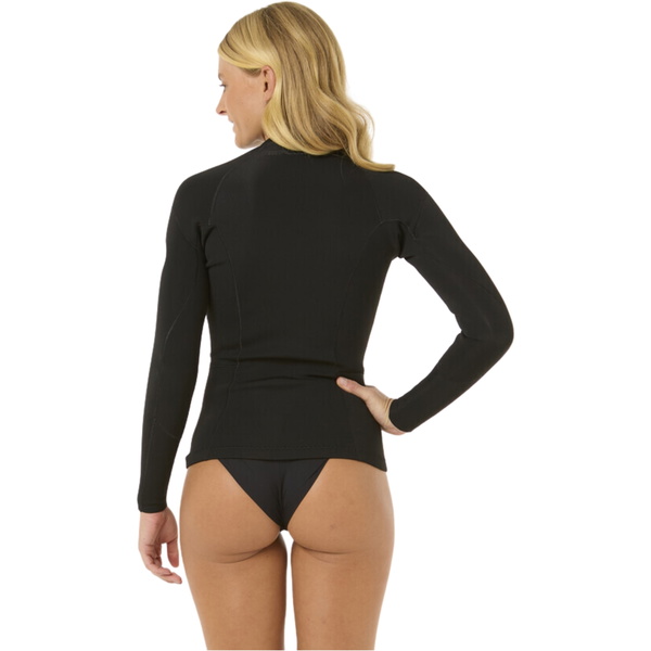 2026 Rip Curl Womens Dawn Patrol 1.5mm Front Zip Jakke 119WWJ - Black